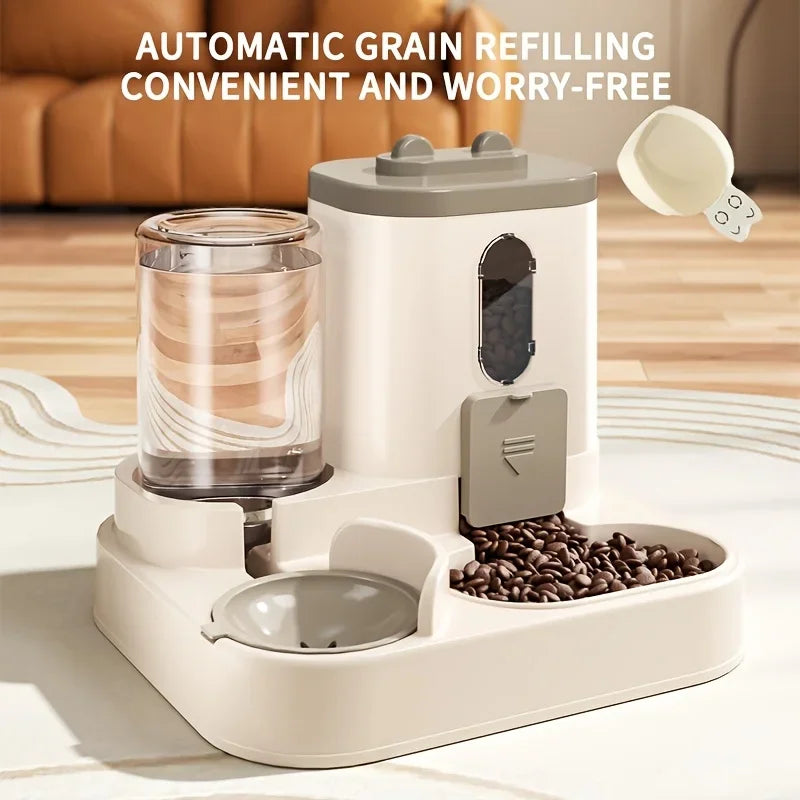 2-in-1 Automatic Cat Feeder & Water Dispenser | Anti-Spill, Cute Design